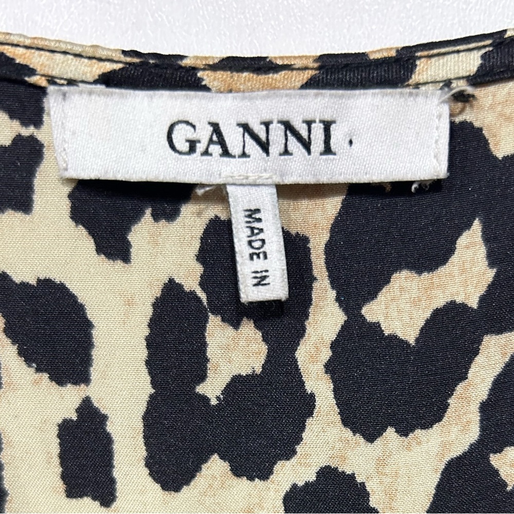Ganni Silk Wrap Dress Leopard Print Long Sleeve Mob Wife Luxury Sz 38 = US 6 - Picture 8 of 14
